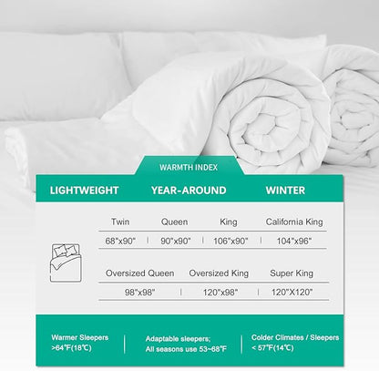 APSMILE Oversized King Down Feather Fibers Duvet Insert - Ultra-Soft All Season Down Feather Fibers Comforter Hotel Collection Comforter, Fluffy Medium Warmth (White, 120"x98")