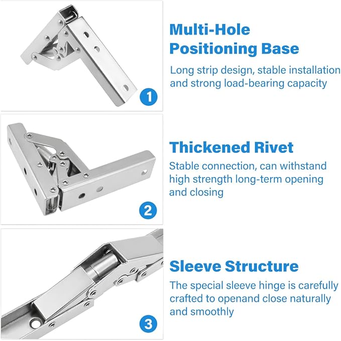 2 Pack Locking Hinge 0°-90°-180°, Folding Table Brackets, Heavy Duty Folding