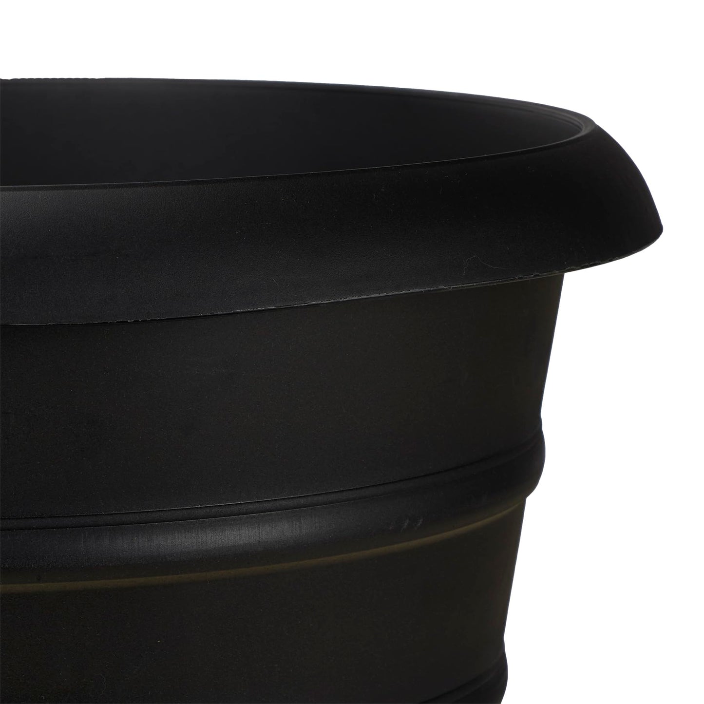 The HC Companies 14 Inch Marina Planter Lightweight Indoor Outdoor Plastic Plant Pot for Herbs and Flowers, Black (Pack of 2)