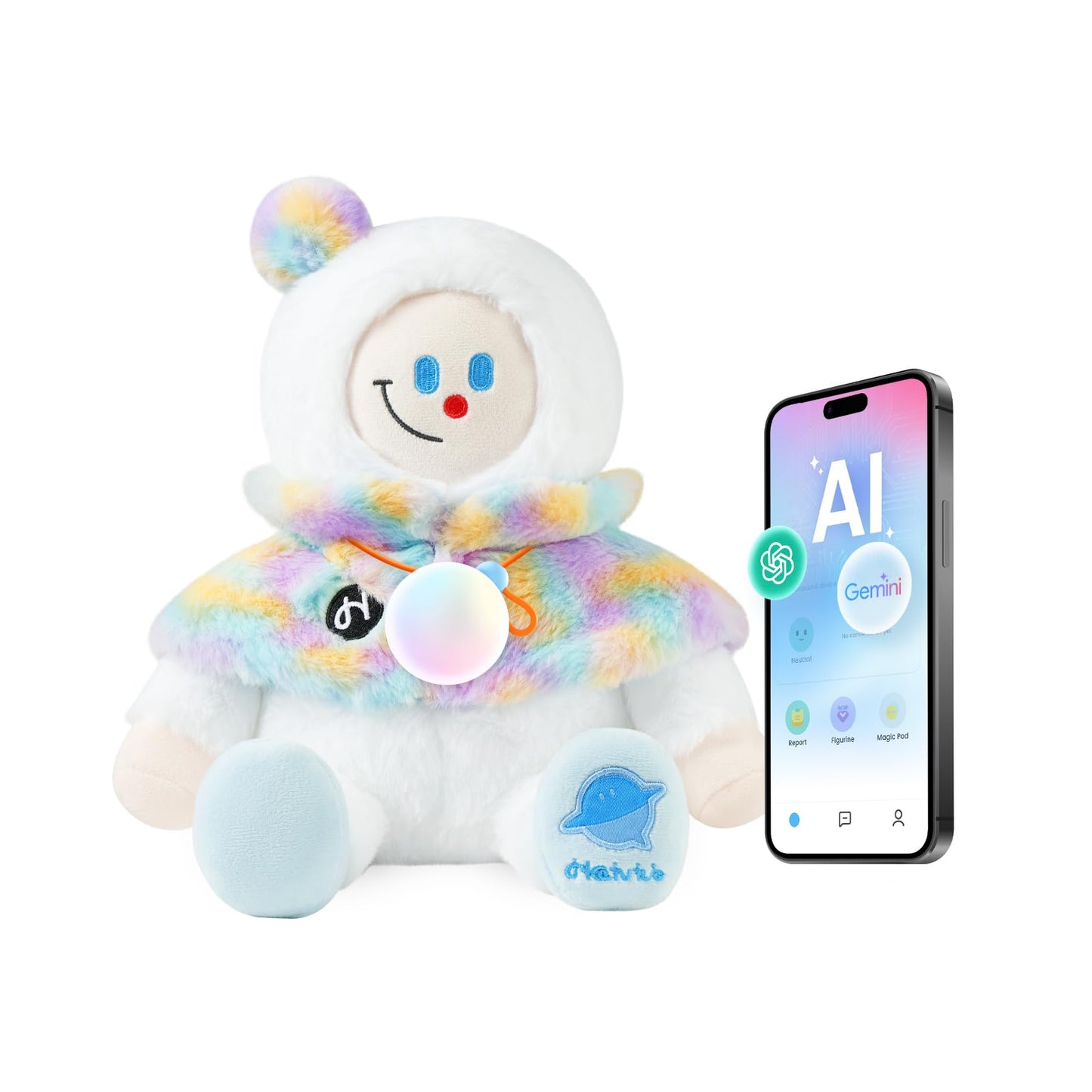 Smart AI Plush Toy Snowman Elf, Interactive Stuffed Animal for 3+ Kids, Screen-Free Educational Emo Robot with Advanced AI, APP with 16 Characters, Unique Gifts for Girls & Boys.Bedtime Companion
