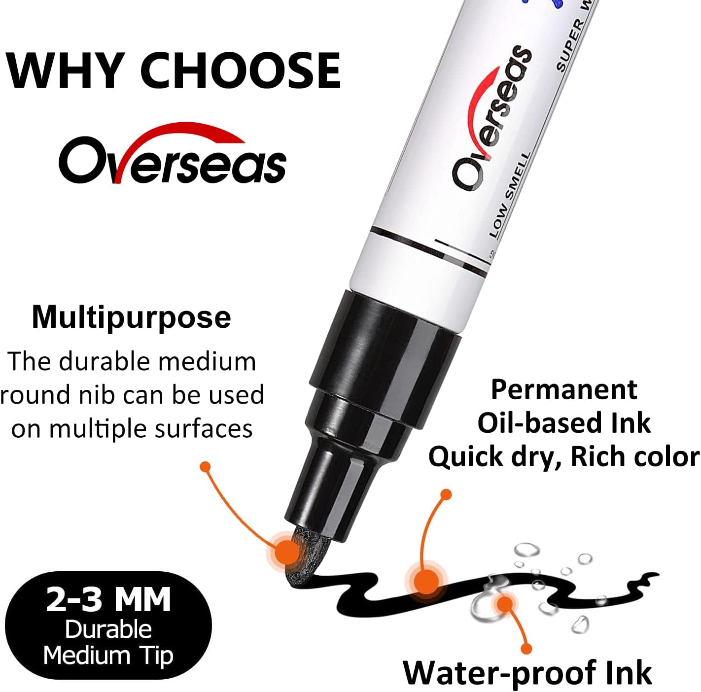 Overseas Permanent Paint Pens Green Markers - 2 Pack Single color Oil Based Paint Markers, Medium Tip, Quick Drying and Waterproof Marker Pen for Metal, Rock Painting, Wood, Plastic, Canvas, Mugs