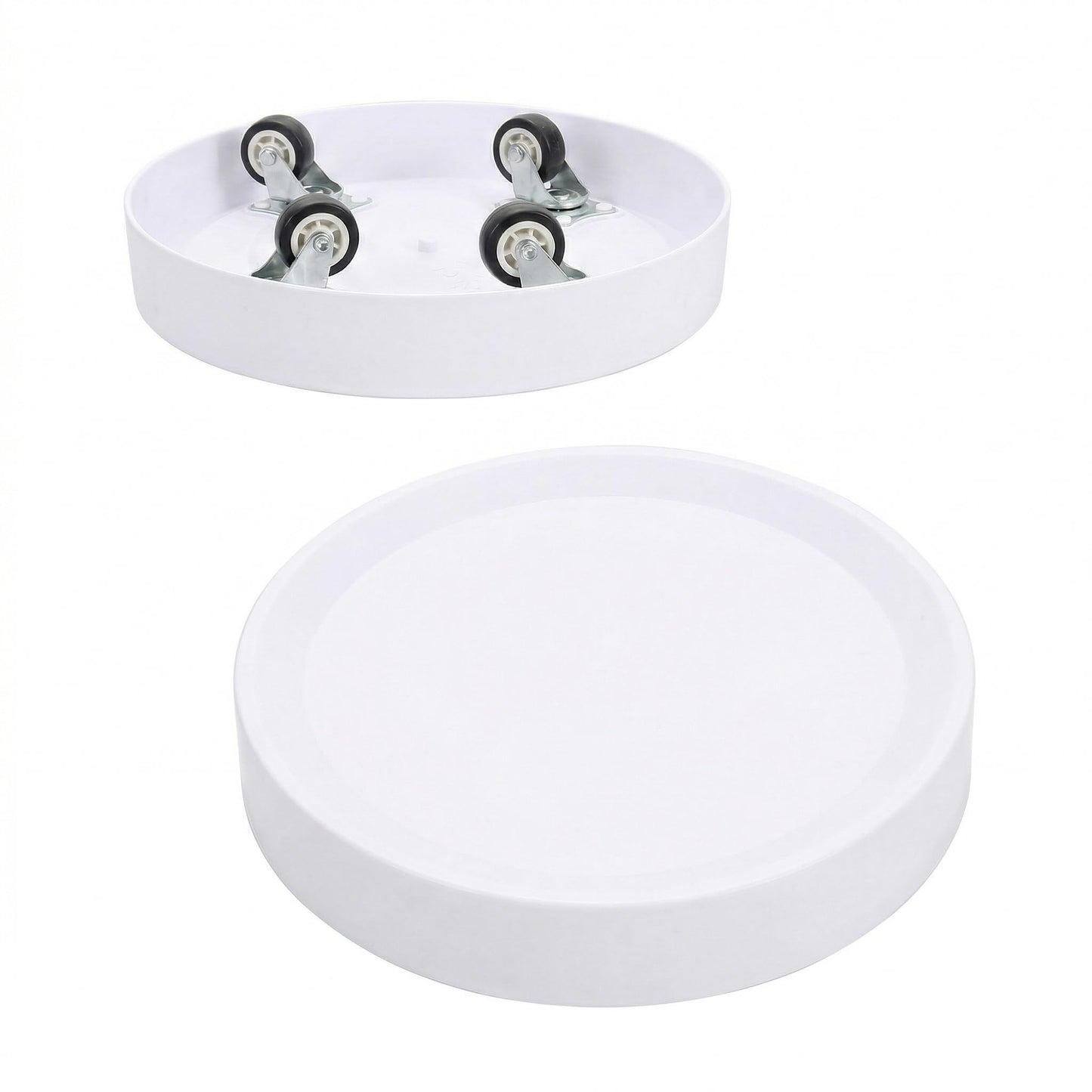 KangTeer 12.4inch Plant Caddy with Hidden Wheels 2Pack White Round Rolling Plant Stands ,Mobile Tray Trolley for Large Flower Pots, Air Purifiers & Ceramic Sculptures (12.4inch)