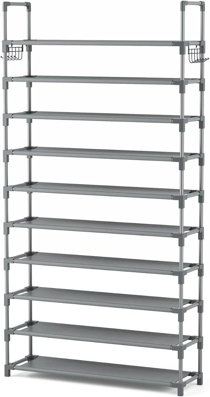 VTRIN 10 Tiers Shoe Rack Tall Large Capacity Wide Shoe Organizer Sturdy Shoe