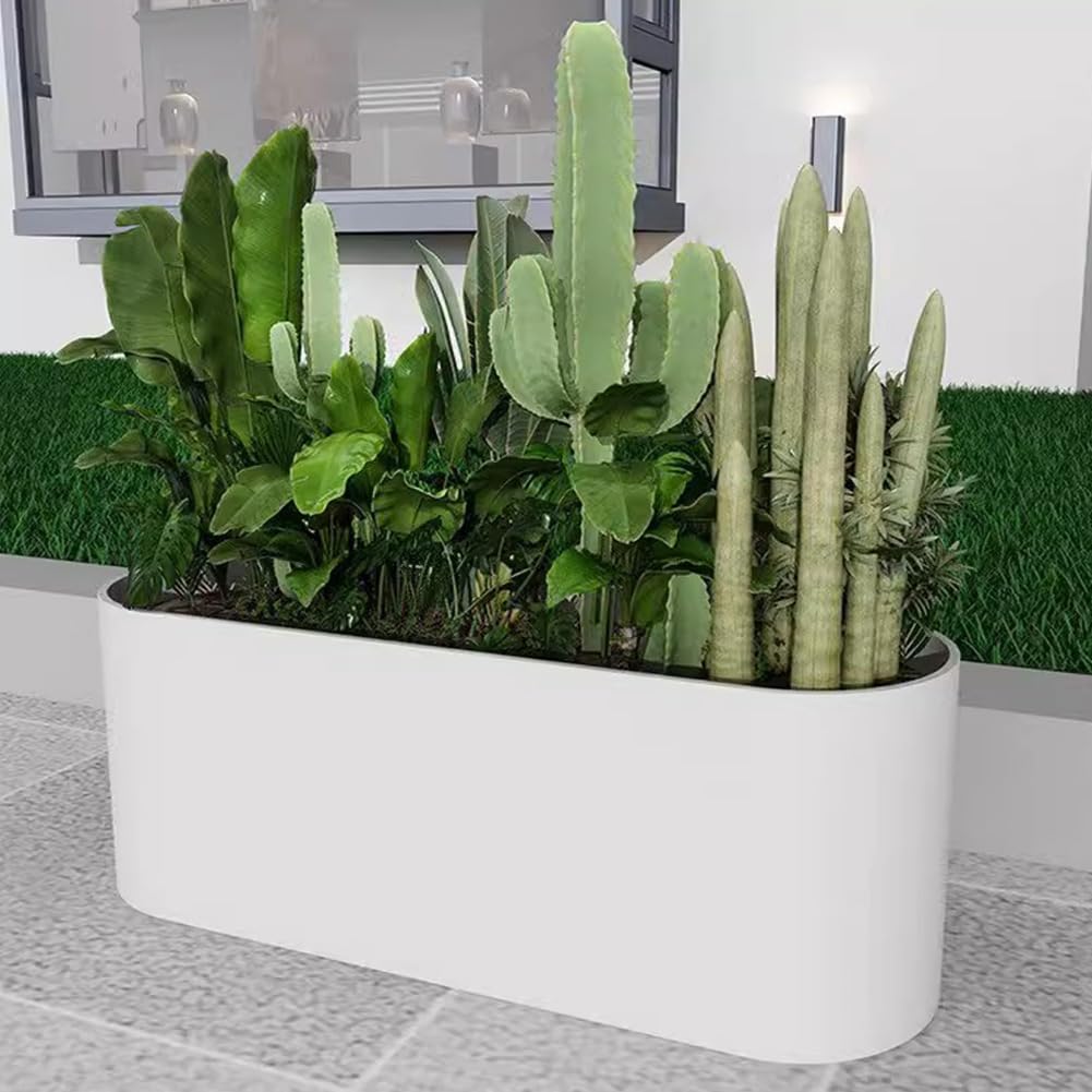 Sions Freestanding Planter Garden Beds, Outdoor Galvanized Planter Raised Garden Boxes, Raised Vegetable Gardens and Balcony Plant Tray Planting Beds,White 80cm*30cm*70cm