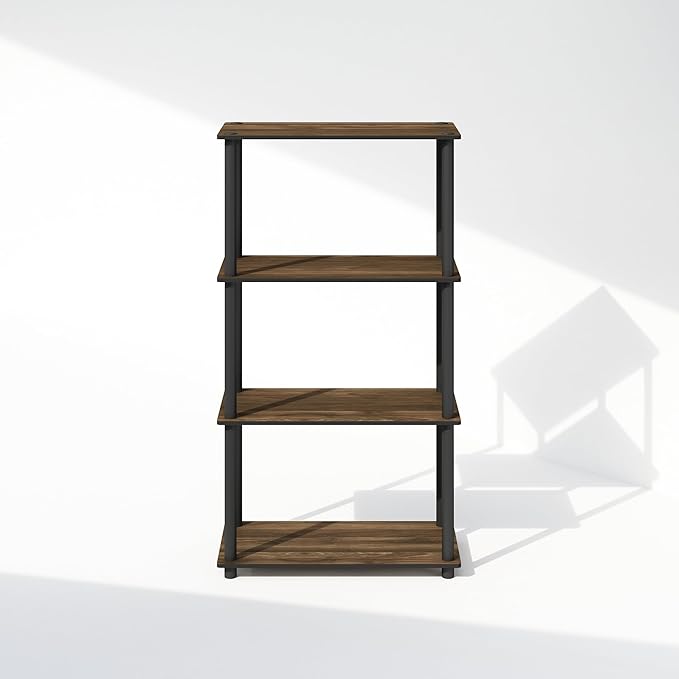 Furinno Turn-N-Tube Book Shelf, 4-Tier Bookshelf, Bookcase