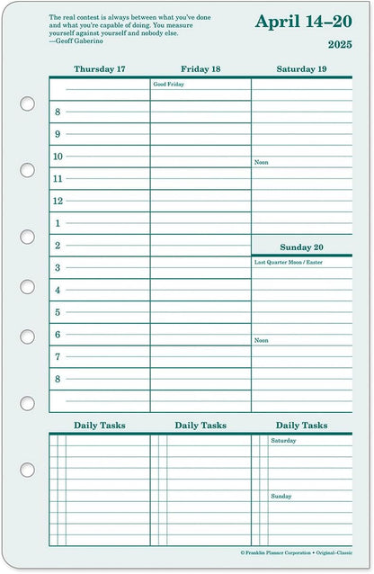 FranklinCovey - Original Weekly Ring-Bound Planner (Classic, Apr 2025 - Mar 2026)