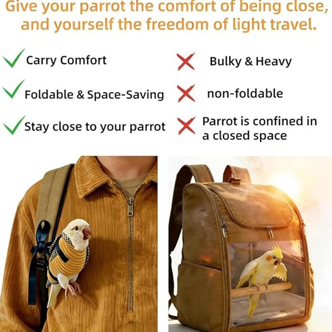 Bird Sling Carrier Bag, Parrot Restrained Vest Escape Resistant Birds Carrier Harness for Budgie, Cockatiel, Green-cheeked Conure, Soft Bird Diaper Flight Suit, for Daily Outdoor & Nail Trimming (XL)
