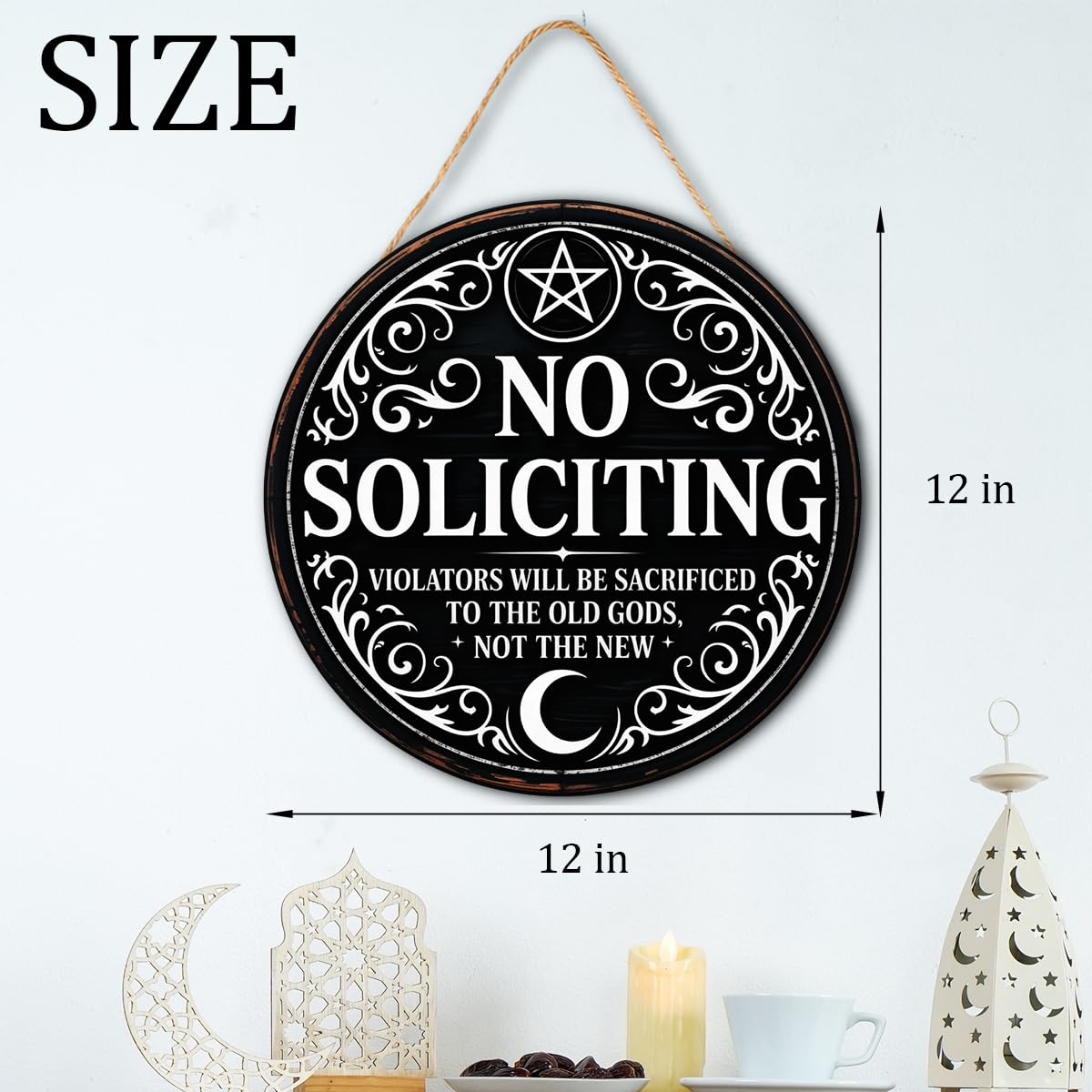 Gothic Gifts No Soliciting Sign for House Front Door, Witchy Gift No Soliciting Sign for Halloween