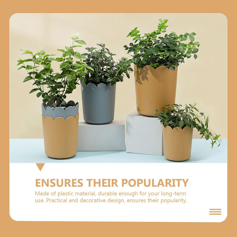 Kisangel 10 Sets Flowerpot Indoor Bonsai Plant Nursery Pot Garden Cotta Pots Cotton Rounds Holder Flowers Decor Tray Decor Artificial Plants with Tray Office Potted Plant Plastic