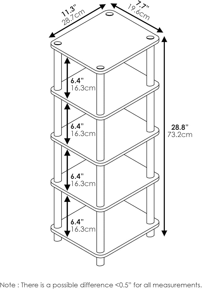 Furinno LACi 4-Bins System Rack, 11.3 x 28.8 Inch, Espresso/Black