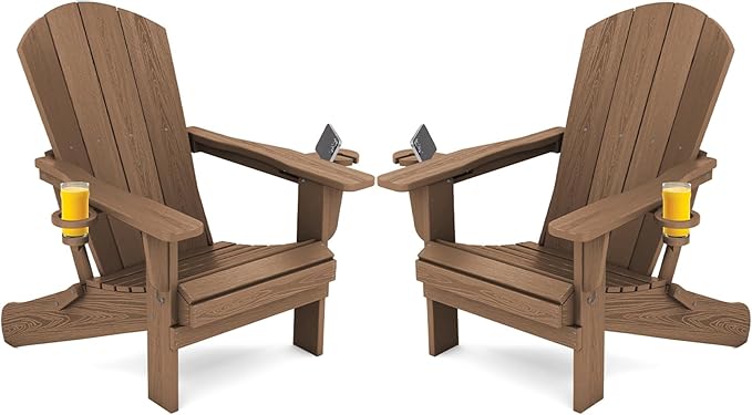 SERWALL Adirondack Chair with Cup Holders