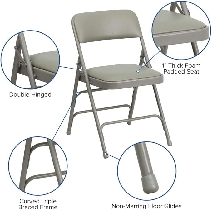 Flash Furniture 4 Pack HERCULES Series Curved Triple Braced & Double Hinged