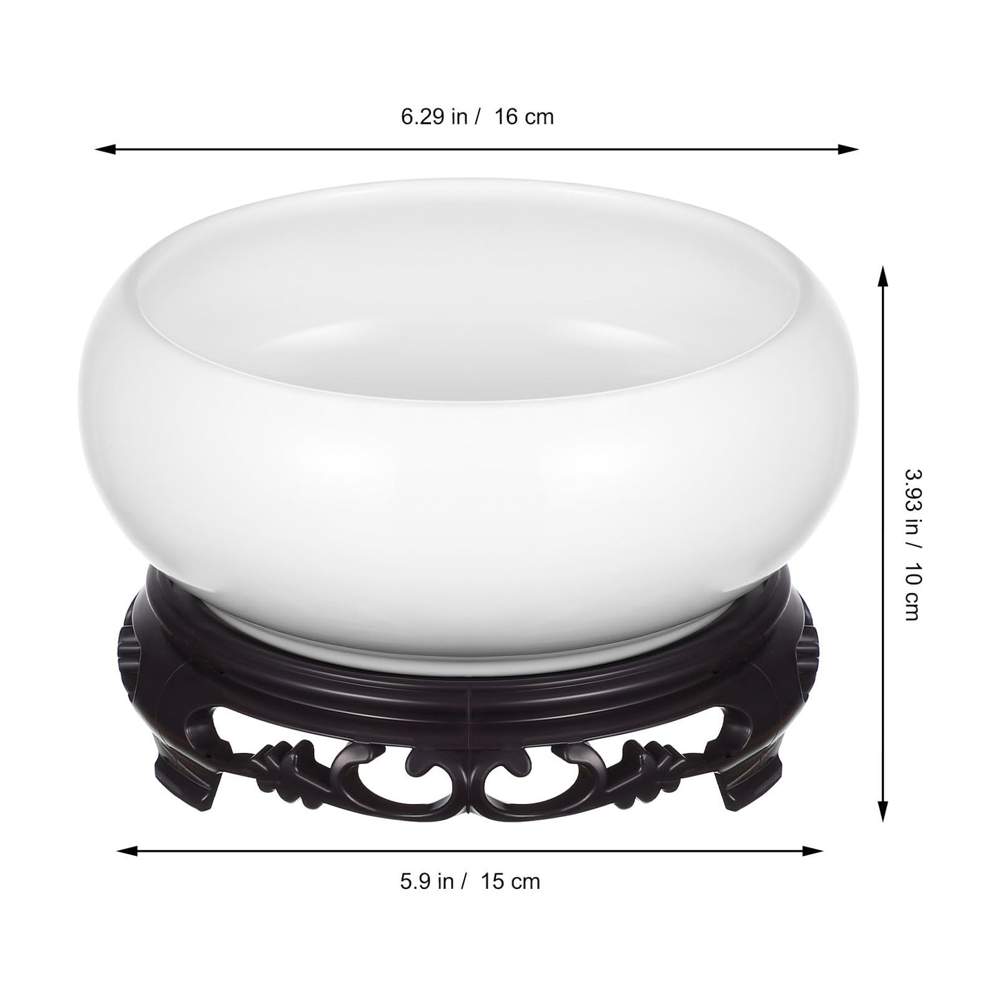 Kisangel Ceramic Lotus Bowl Planter, Hydroponic Water Lily Bowl with Plastic Base, No Holes Round Flower Succulent Planter Pot for Indoor