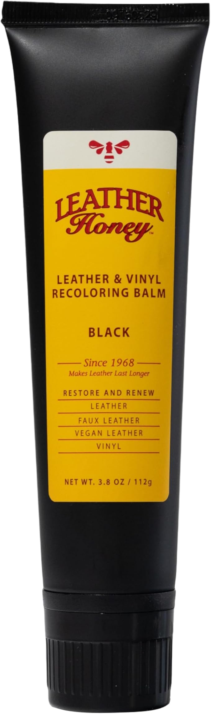 Leather Honey Black Recoloring Balm: Color Restorer and Scratch/Scuff Remover