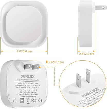 YUNLEX 2 Pack Plug in Dimmable Night Light, Blue Nightlight, Auto Dusk to Dawn Sensor, LED Night Light, Soft Glow, Diffused Light for Bathroom, Hallway, Stairs, Kitchen, Bedroom