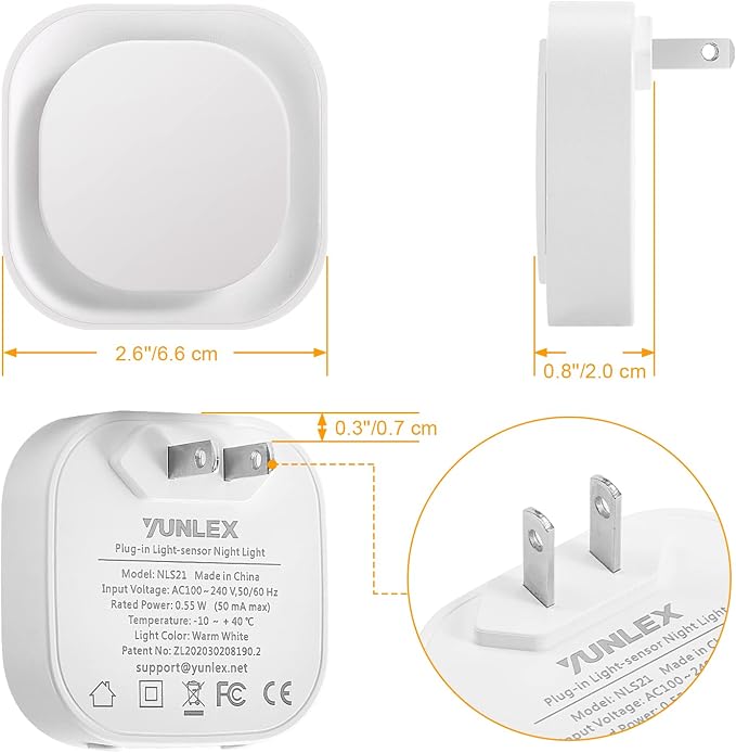 YUNLEX 2 Pack Daylight White Night Light, Gentle Eye-Care with Dimmable Wide-Glow & Indirect Reflection, Auto Dusk to Dawn Sensor, Plug in for Kitchen Counter, Garage Workshop, Laundry, Hallway