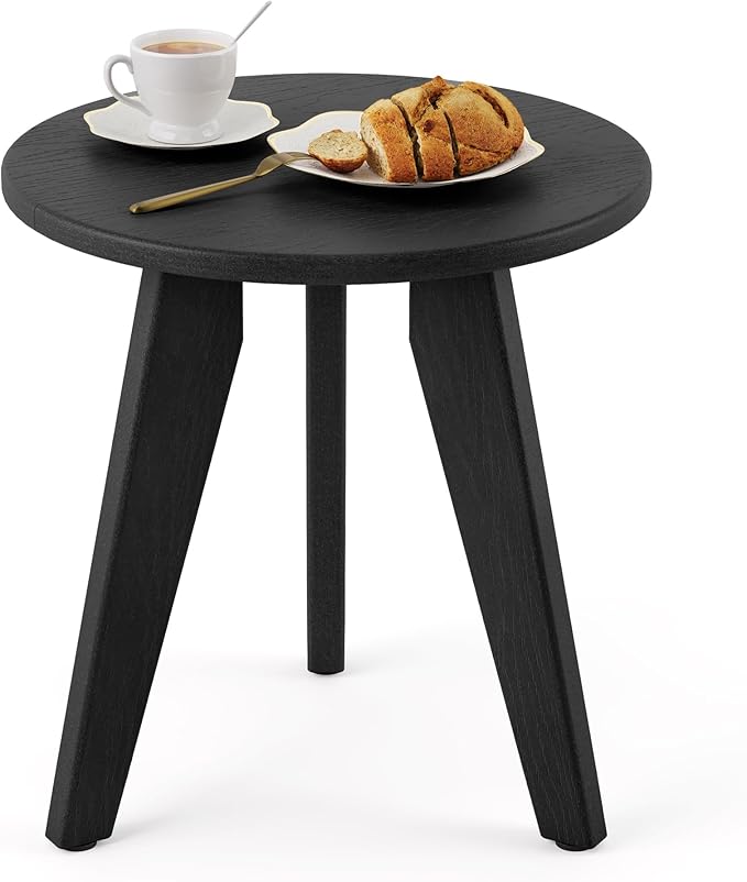HDPS Outdoor Side Table, Small Round Side Table Weather-Resistant, Outdoor Side