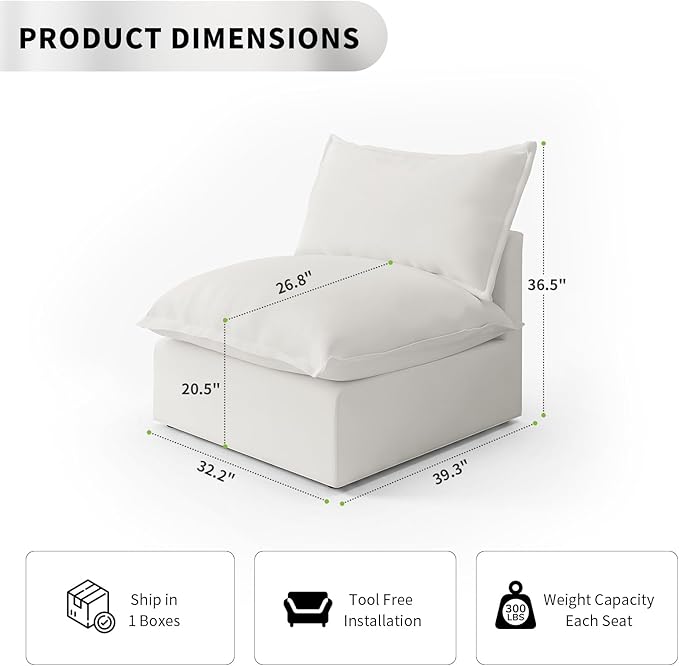 Cloud Sectional Couches, Down Filled Sofa