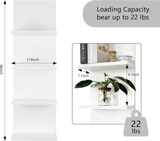 Homaterial 4 Tiers Floating Shelves, Modern Wall Mounted Shelf Storage Shelves