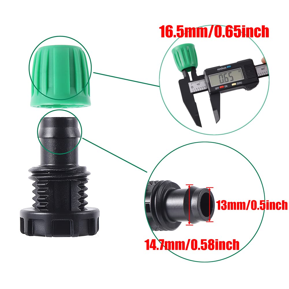 33 FT 1/2 Inch Drip Irrigation Tubing Main Line Hose Tube 1/2''PVC Garden Irrigation Tubing (OD:16mm,ID:12mm) with Drip Connector (Ends Plug,Hose Adapter) for Garden Drip Irrigation System