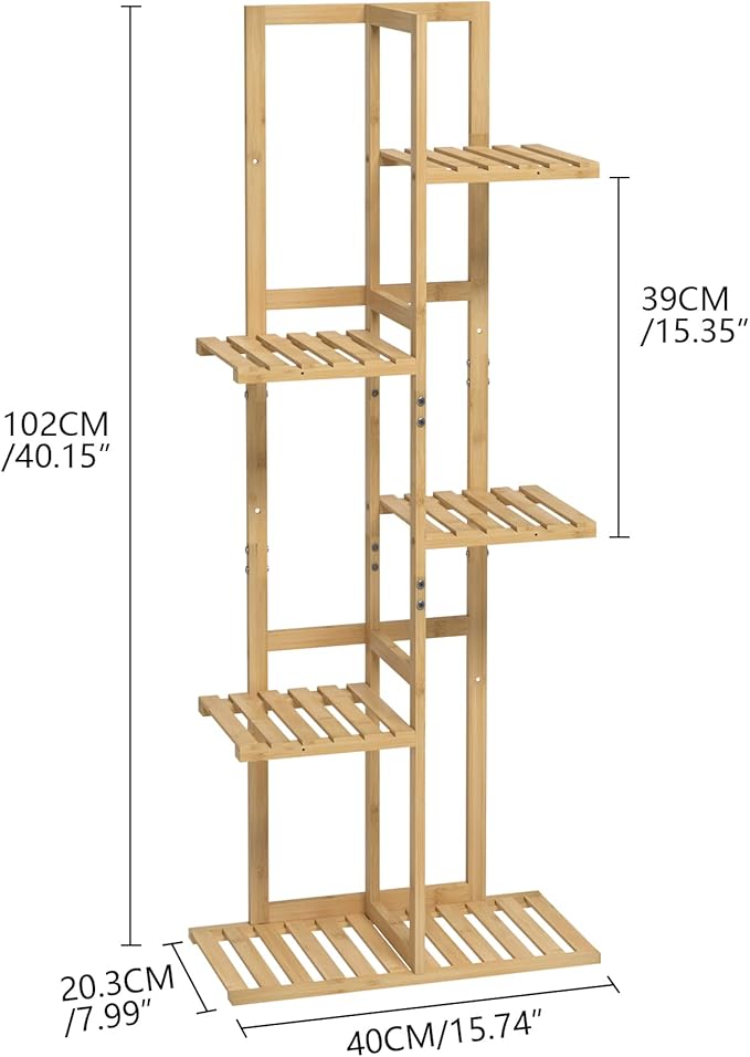 Laiensia Bamboo 5 Tier 6 Potted Plant Stand Rack Multiple Flower Pot Holder