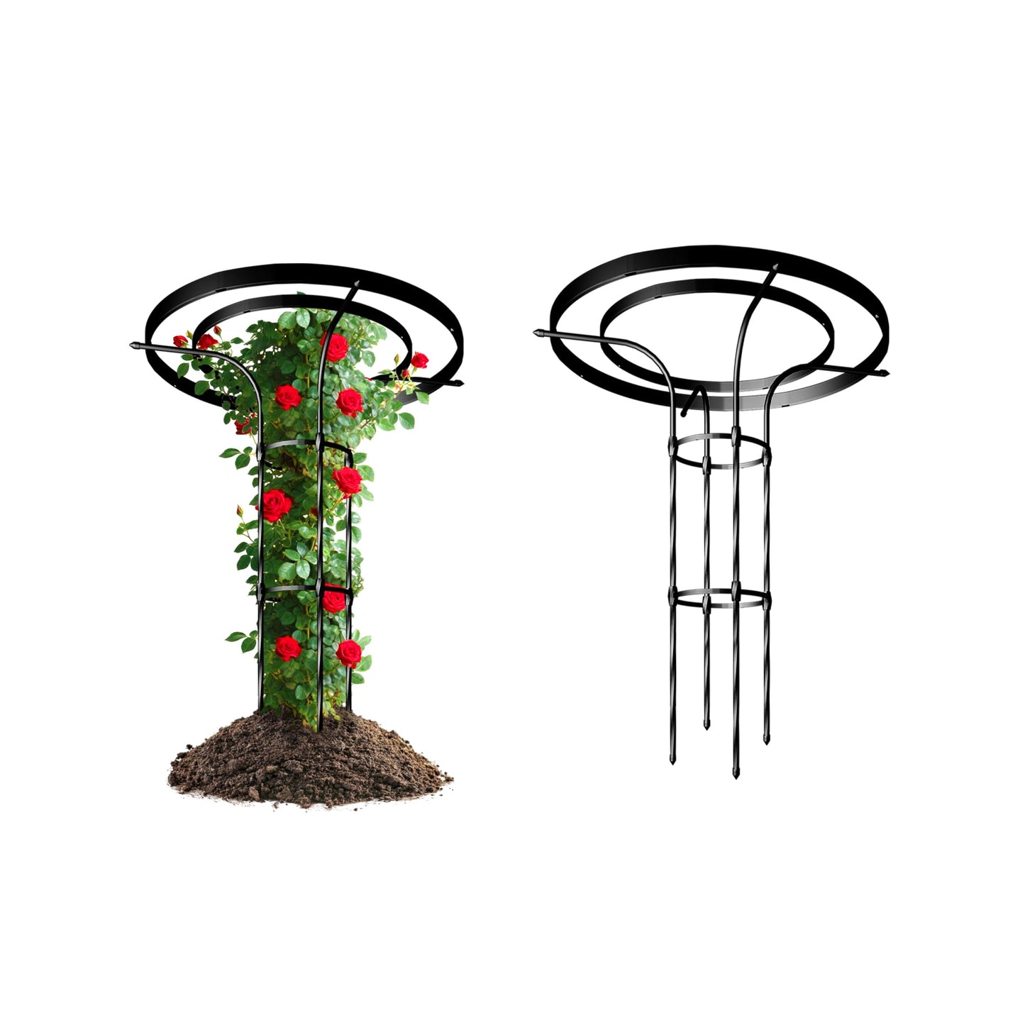 Carotex Mushroom Top Trellis for Climbing Plants Outdoor, 3.44FT Decorative Obelisk Plant Support with Rustproof PE-Coated Metal, Rose Trellis for Clematis Ivy, Black