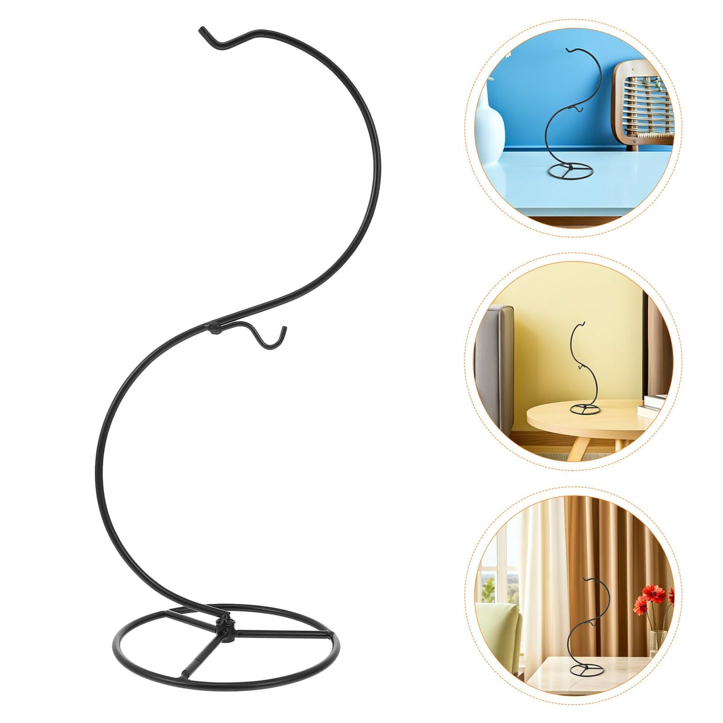 TOYANDONA 2pcs Small Iron Micro Landscape Bottle Hanger Stand, Black S-shaped Desktop Plant Display Hook for Indoor Terrarium and Hanging Glass Globe Decoration
