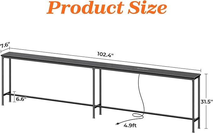SUPERJARE 102.4 Inch Sofa Table