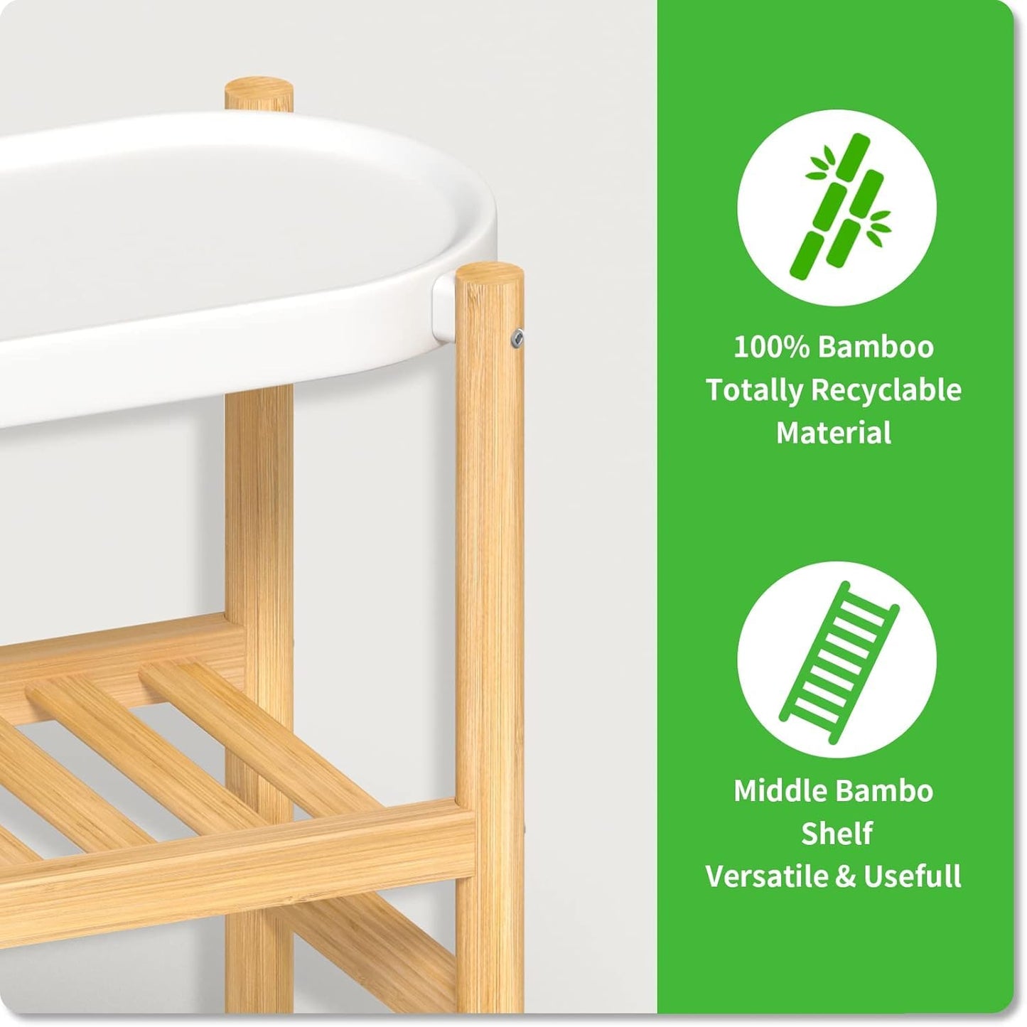 Wisuce Bamboo Plant Stands Indoor, 2 Tier Steel Tray Tall Corner Plant Stand Holder & Plant Display Rack for Outdoor Garden Indoor Home (1 - 2 Tier)