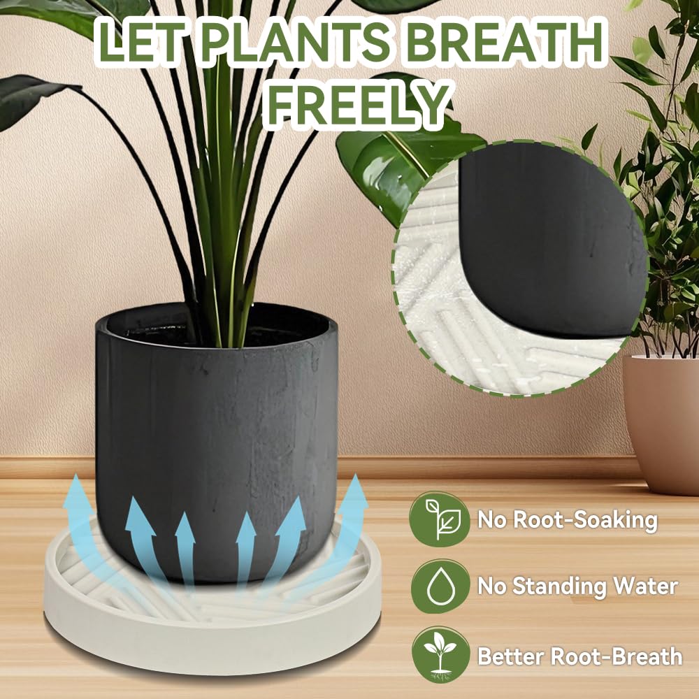 UoeRing 1 Pcs Plant Caddy with Wheels 12 Inch Hidden Wheels Heavy Duty Rolling Plant Stand, Indoor Outdoor Plant Saucer Tray with $9.9 Garden Tools (Beige)
