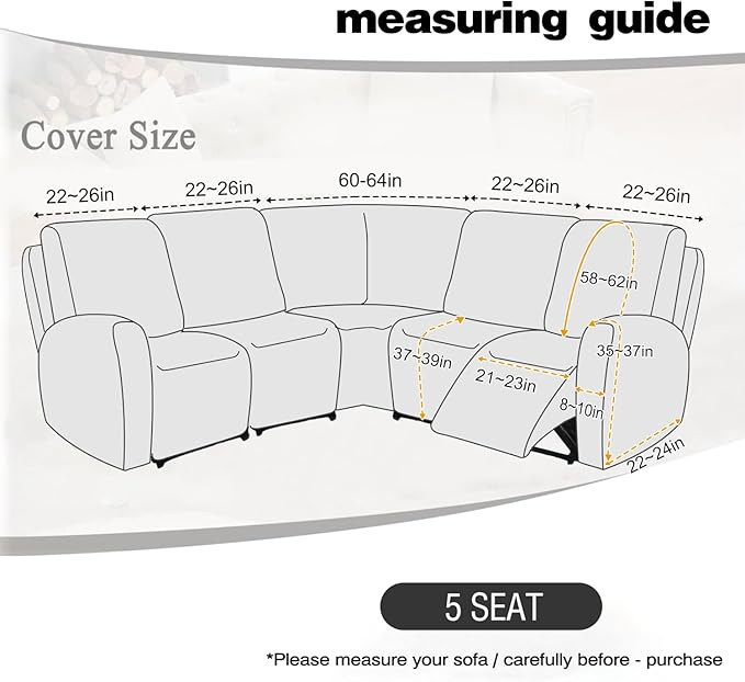 ALIECOM 100% Waterproof Recliner Sectional Couch Covers L Shape Stretch Corner