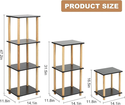 Haeterna 4-Tier Black Bookshelf, Wooden Bookcase with Open Shelves, for Small Spaces,Living Room Bedroom Office,No-Tool Assembly,11.8" D x 14.1" W x 47.2" H inches.