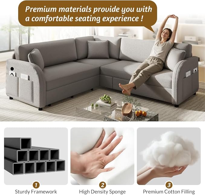 Queen Size Sleeper Sofas Convertible Couches, L Shaped Sectional Couch