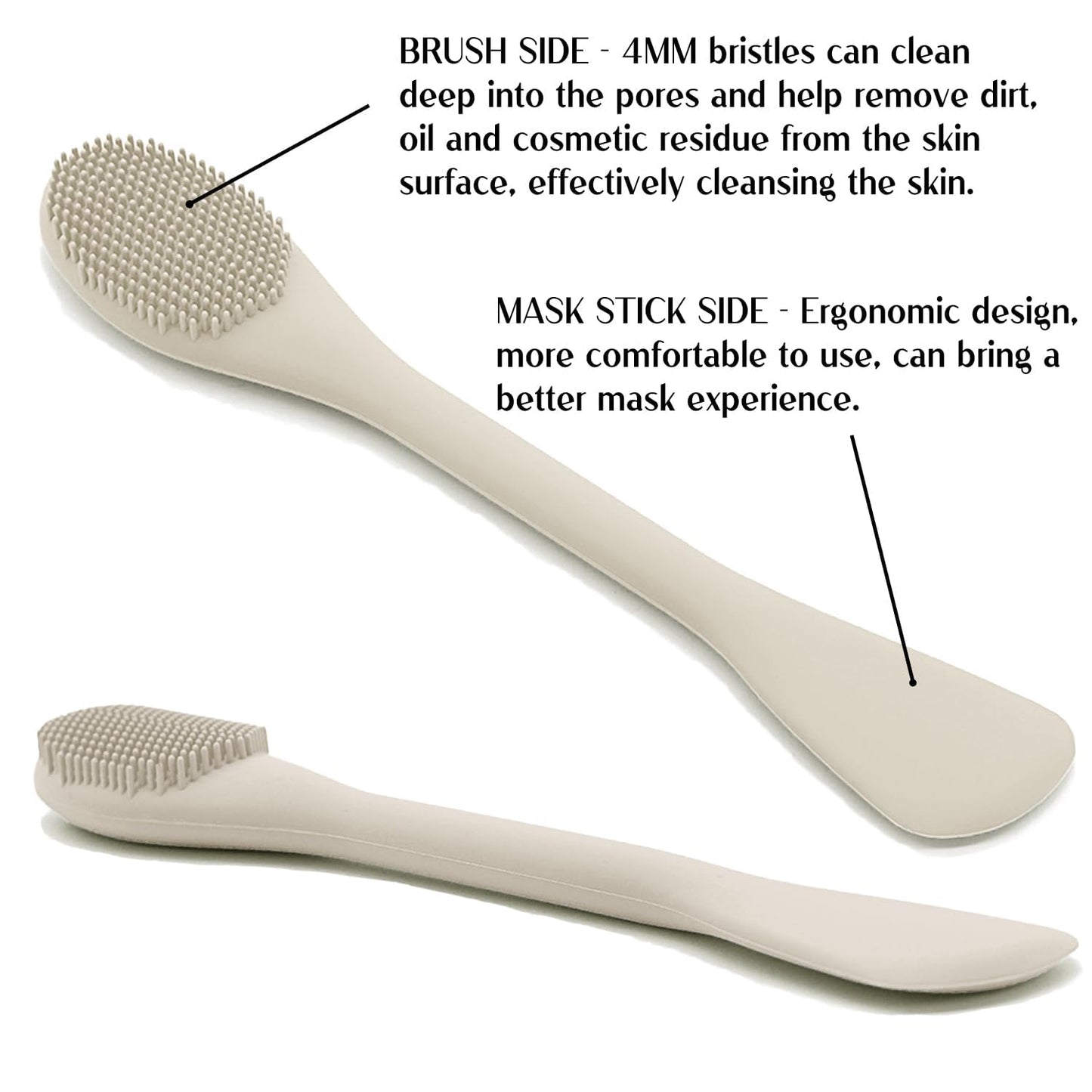 Facial Cleansing Brush, 2 in 1 Silicone Face Mask Brush & Face Scrubber, For Exfoliating, Massaging, Remove Blackheads, Makeup Skincare Removal, Applicator for Mud, Clay, Body Lotion, DIY Mask