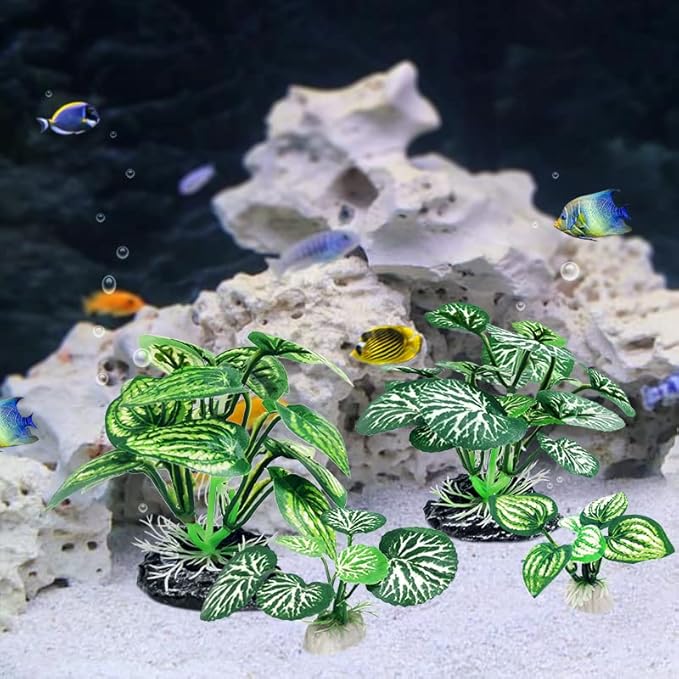 4PCS Aquarium Plants Betta Fish Tank Decorations Small Size Soft Faux Silk Aquarium for Hiding Fish Reptil