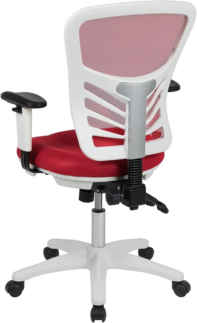 Flash Furniture Nicholas Mid-Back Red Mesh Multifunction Executive Swivel