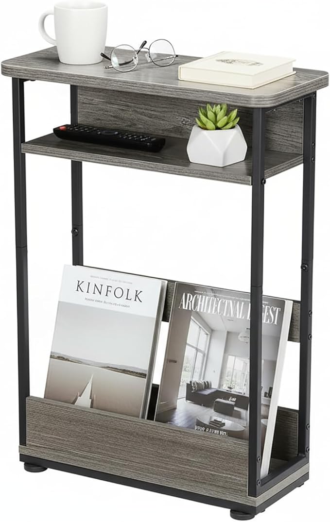 Narrow Side Table, 3-Tier Slim End Table