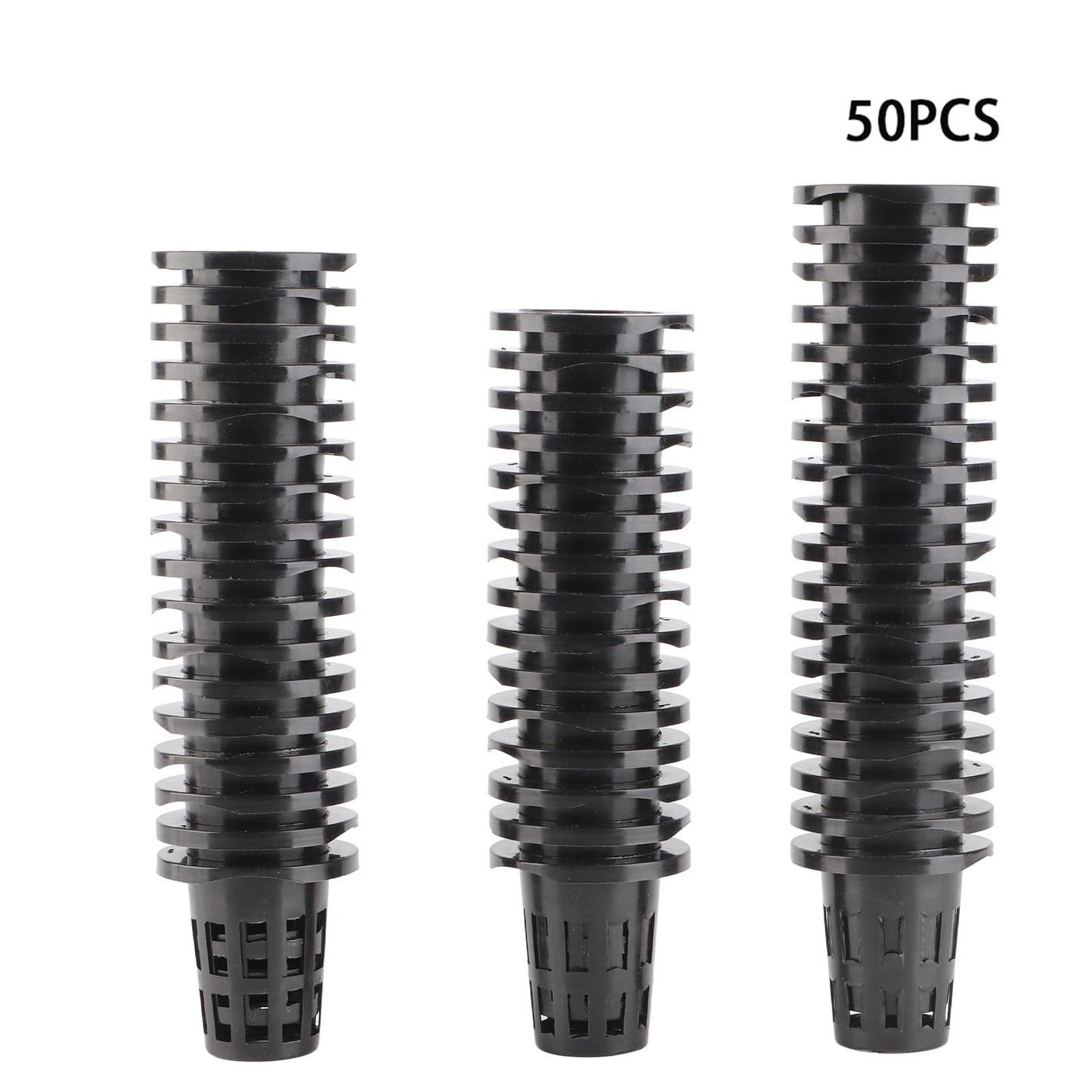 BORDSTRACT 50Pcs Garden Slotted Mesh Cups, 1.7in Heavy Duty Round Net Pots for Hydroponics, Aquaponics, Seed Growing, Indoor Outdoor Planting(Black)