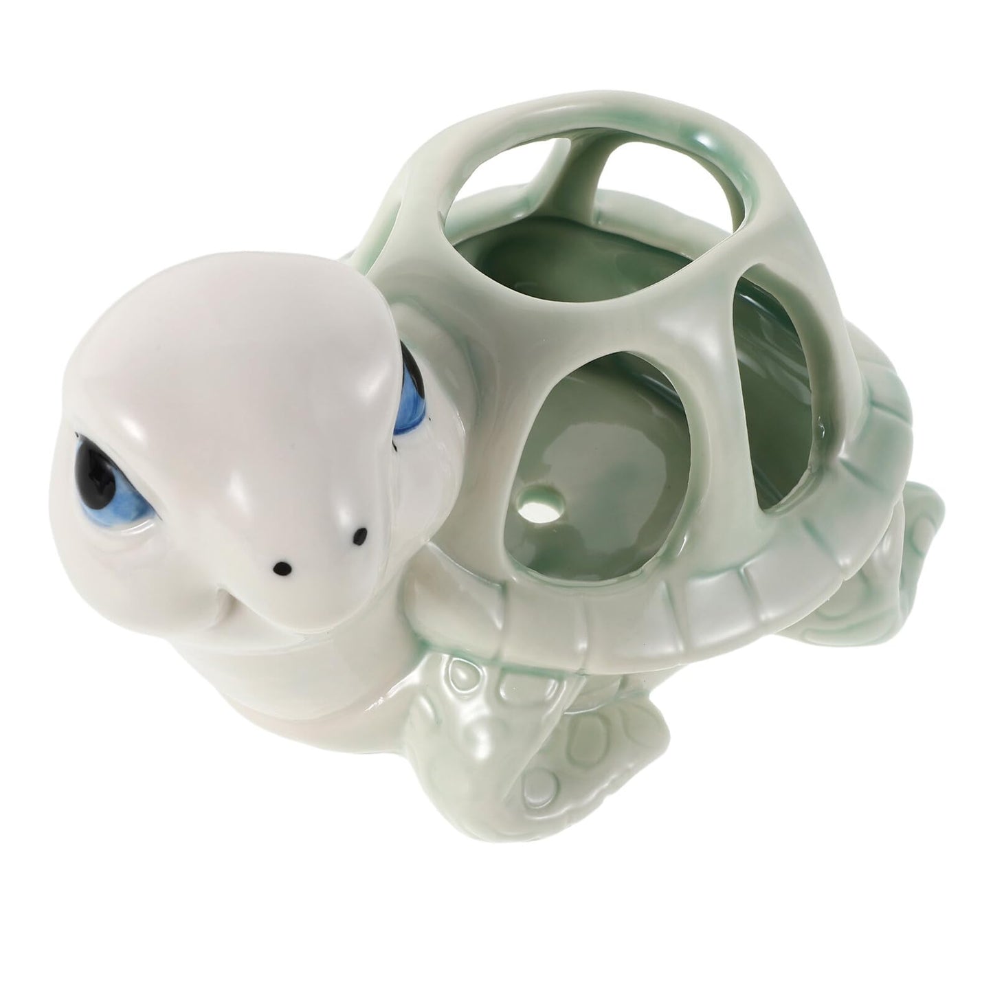 Sewroro Hand-Painted Ceramic Turtle Succulent Planter Pot for Indoor Desktop Garden, Small Animal Flower Pot with Drainage Hole, Decorative Kawaii Animal Flower Holder