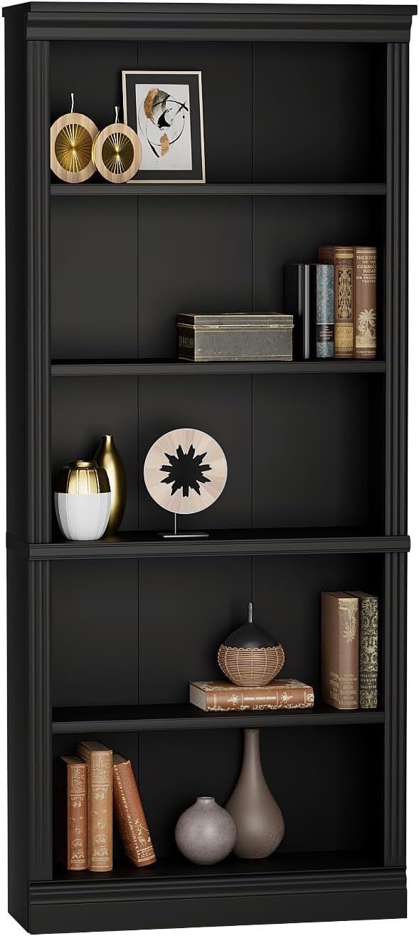 Furniwell Bookcase Bookshelves, 5-Shelf Tall Bookcase 71" Wood Open Display