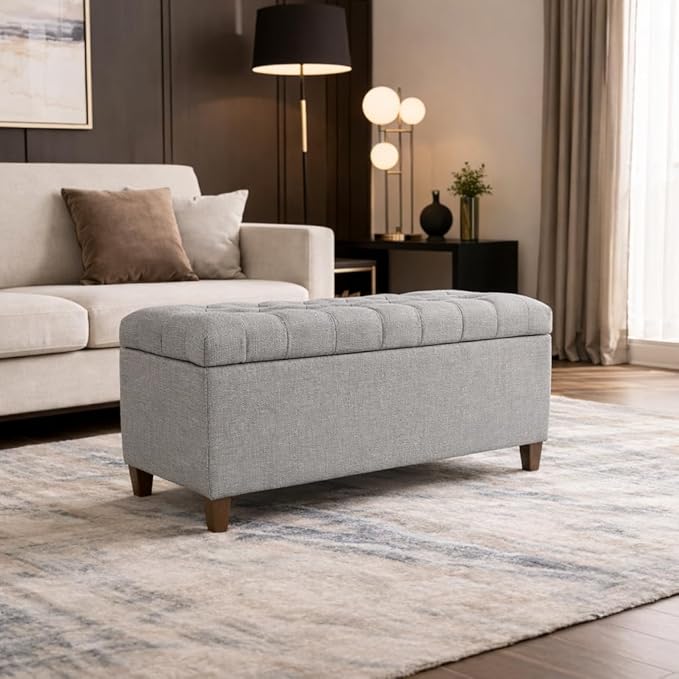 Homepop Home Decor Tufted Ainsley Button Storage Ottoman Bench