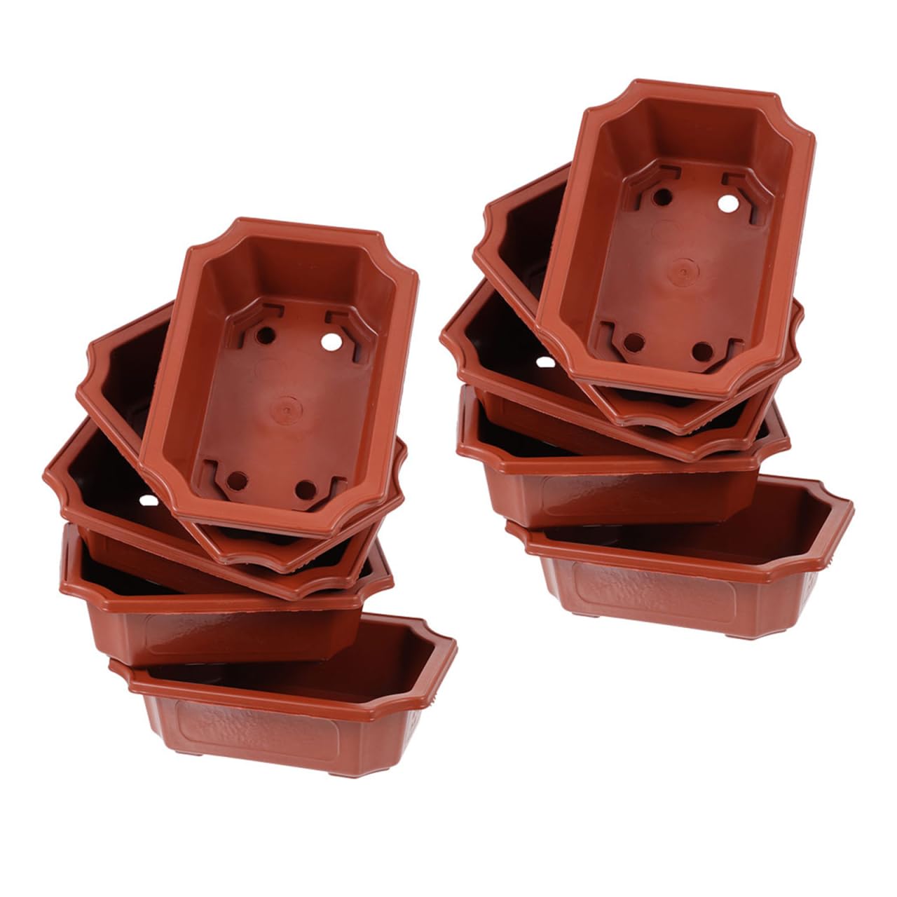 DOITOOL Rectangular Planter Bonsai Training Pot 10PCS Plastic Flower Plant Growing Pot Nursery s with Drainage Hole for Home Office Garden Balcony Decoration Orchid