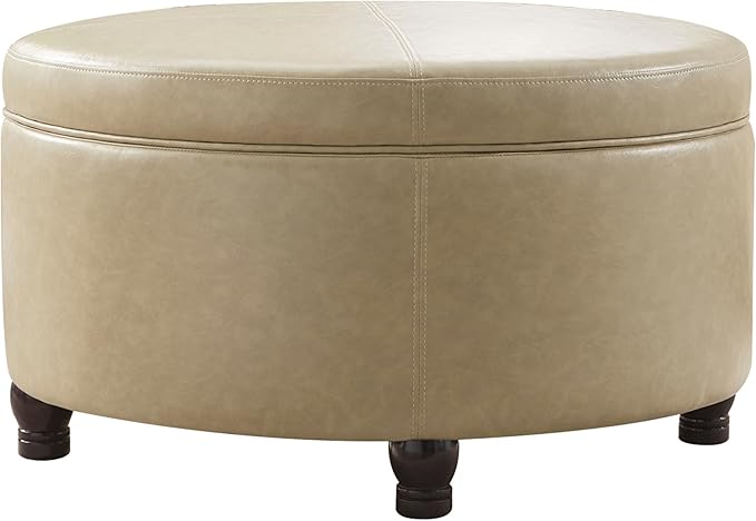 30-Inch Round Storage Ottoman, Modern Ottoman Coffee Table