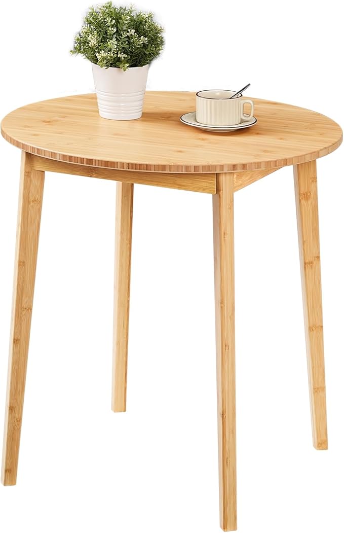 HOOBRO Bamboo Dining Table, Round Dining Table
