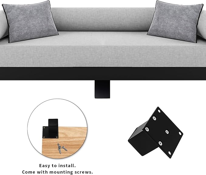 4Pcs 2Inch Metal Furniture Legs, Square Metal Cabinet Support Foot