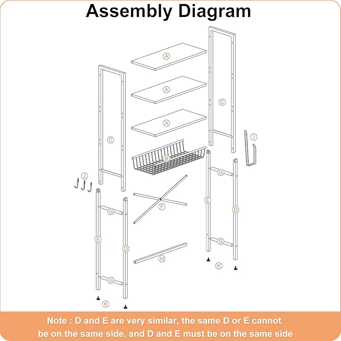 Kalrin Over-The-Toilet Storage Rack, 4-Tier Bathroom Organizer Shelf Over Toilet