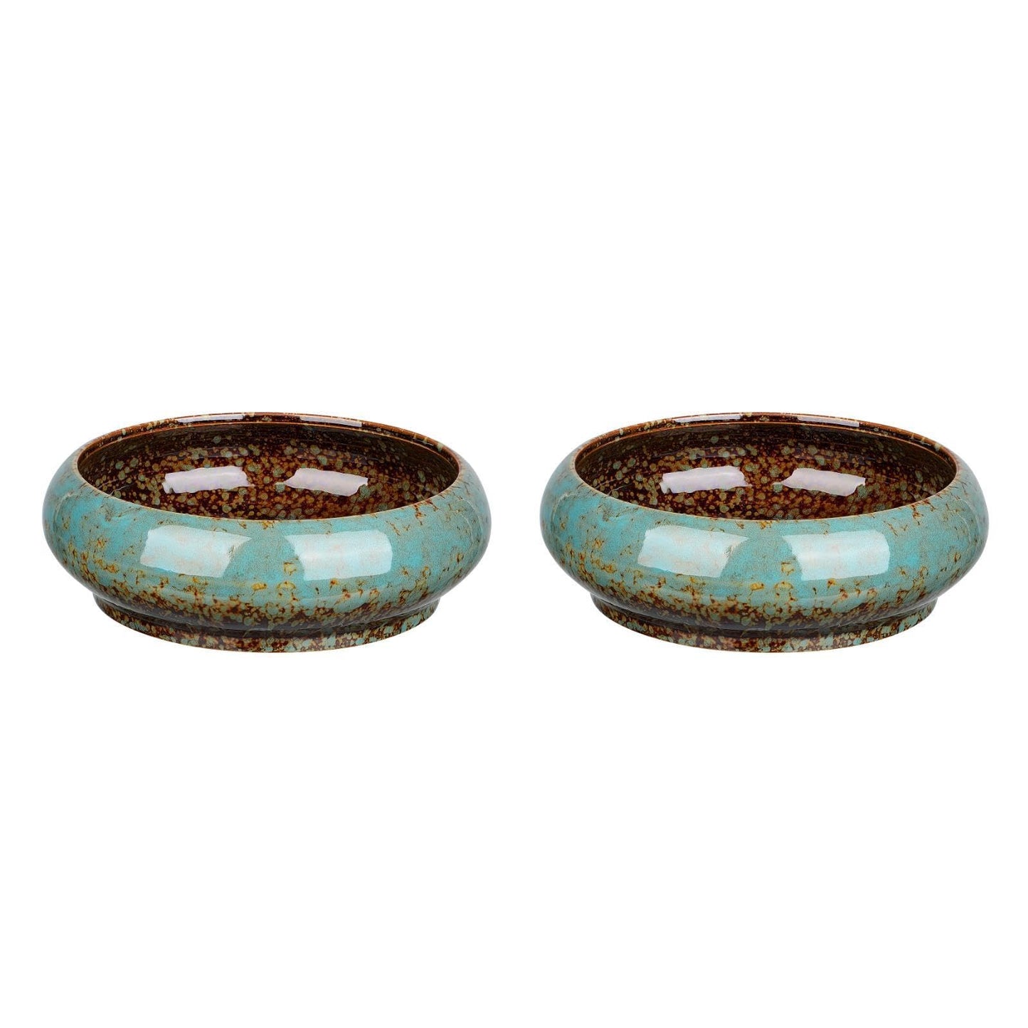 DOITOOL 2Pcs Bonsai Pot Indoor Hydroponic Planters Succulent Round Bowls for Planting in Water Lily Planter Ceramic Hydroponic Plant Pots