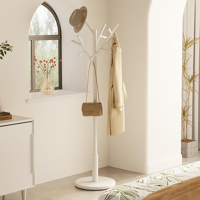 Muwuele Coat Rack, Solid Wood Coat Rack Freestanding