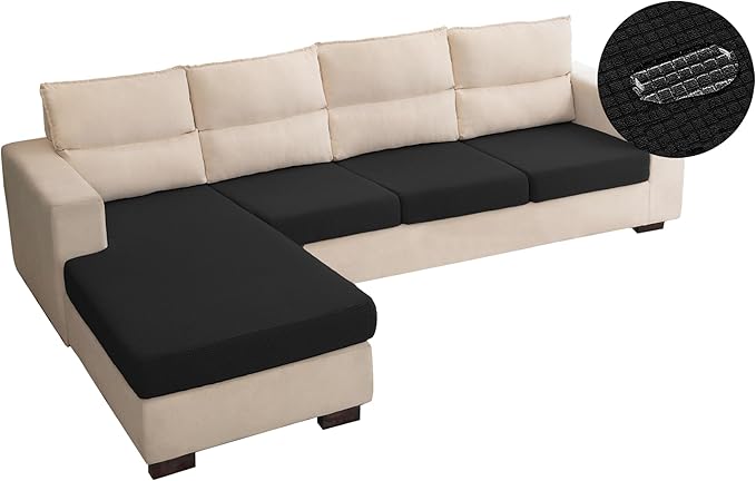 Water Repellent L Shaped Couch Covers, 4 Pieces Sofa Seat Cushion Slipcovers