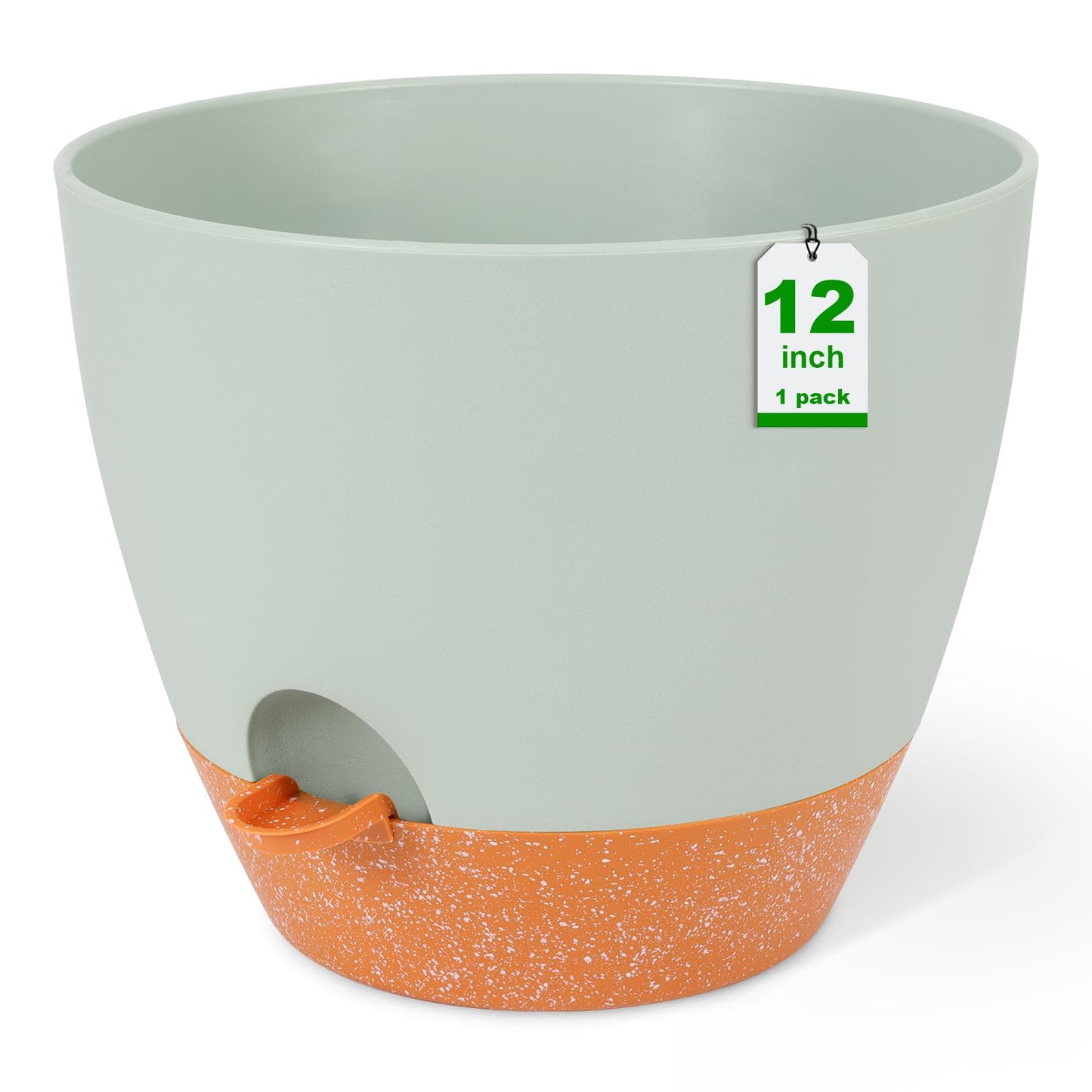 GARDIFE 12 inch planters, Plant Pots,Self Watering Pots, Large Plastic Flower pots with Deep Reservior and High Drainage Holes for Indoor Outdoor Plants and Flowers, Green